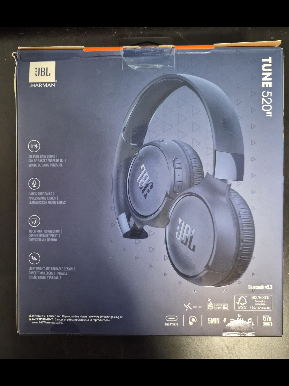 JBL Navy Blue Wireless Over-Ear Headphones - Picture 2 of 3